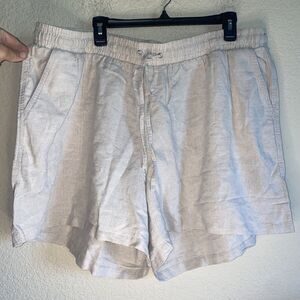 linen Women 5" Inseam Drawstring Short 3x New Tan Khaki Pull On comfort